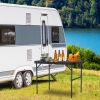 35.62x23.42x25.9in Foldable Camping Table Collapsible Picnic Aluminum Alloy Grill Stand 88LBS Max Load Height Adjustable BBQ Table