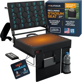 Alpcour Heated Massage Reclining Stadium Seat with Back Support for Bleachers