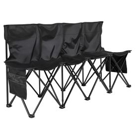 VEVOR Portable Folding Bench, 4 Seat Foldable Soccer Bench with Side Pockets and Carrying Bag