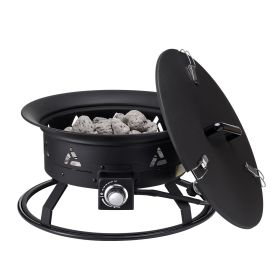 VEVOR Propane Fire Pit, 24-Inch Diameter Outdoor Portable Gas Fire Pit with Cover & Lava Rocks, Adjustable Flame Height Camping Firepit for Heati