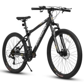A26251 26-Inch Mountain Bike For Adults And Teenagers, High Carbon Steel Frame, Front And Rear Mechanical Disc Brakes, 21-Speed Gear System, 26x2 (Option: Black Gray)