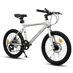A20183 Kids Bike For 6-12 Years Old, 20 Inch Children's Bicycle For Boys Girls, 7-Speed Steel Frame, , Dual Disc Brakes, 20x1.75 Inch Tires Road (Option: Grey)