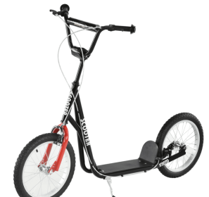 Kids Kick Scooter, Black, Adjustable Handlebar, Dual Rear Brakes, Inflatable Wheels (Option: Black)