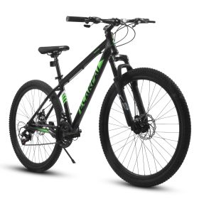 A27366 27 Inch Mountain Bike 21 Speed, Suspension Fork, Aluminum Frame Disc Brake, Mountain Biking For Both Men And Women. (Option: Black)