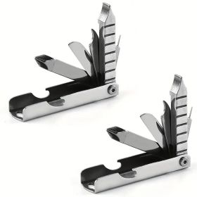 11-in-1 Stainless Steel Multi-Tool with Phone Stand, Folding Knife, Bottle Opener, Screwdriver (Model: 2pcs)