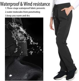 Womens Snow Ski Pants Waterproof Windproof Fleece Lined Warm Hiking Insulated Pants (Color: XL)