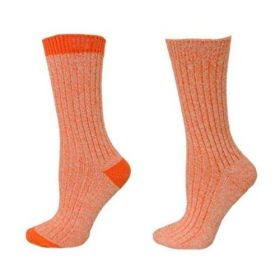Women's Crew Socks for Hiking, Biking, Camping in Cotton (Color: Orange)