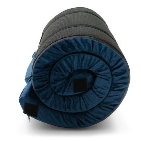 Foldable Lightweight Memory Camping Mattress with Carrying Bag (Color: navy, size: 72" x 25" x 2.5")